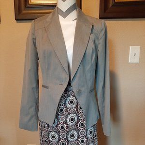 Medium Grey Fitted One Button Blazer